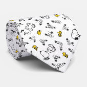 Cravate cacahuètes | Snoopy & Woodstock B&W Flower Motif (Roulé)
