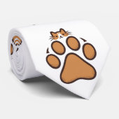 Cravate Cachet de chat mignon en Empreinte de patte - Illu (Roulé)