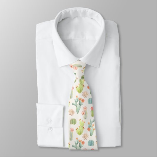 Cravate Cactus en pastel mou et motif succulent (Attaché)