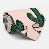 Cravate Cactus vert pâté vert rose très moderne (Roulé)