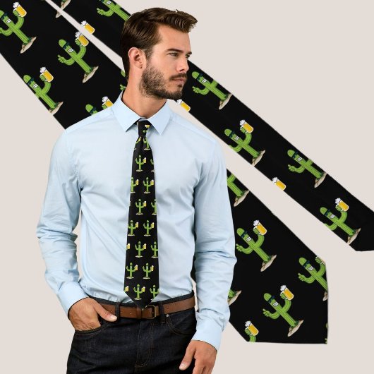 Cravate Cactus with Beer Pattern