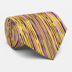 Cravate Cadeau Abstrait Violet Rose Néon Jaune Rose Artsy