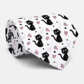 Cravate Cadeau de chat | Motif de chat mignon Arrière - pl (Roulé)