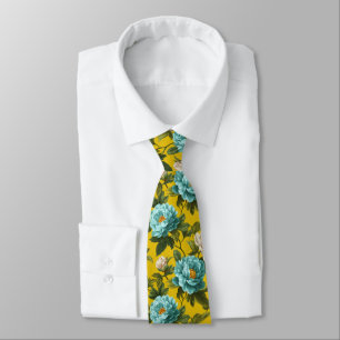 Cravate Cadeau de Fête des Pères Coloré Pivoines Floral