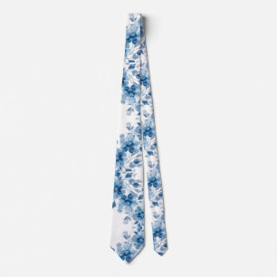 Cravate Cadeau de mariage en porcelaine bleu clair floral 