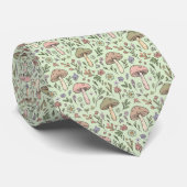 Cravate Cadeau de mariage rustique Fungi botanique vert sa (Roulé)