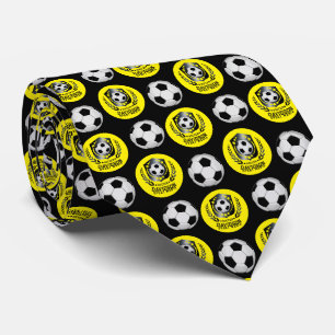 Cravate Cadeau de nom de football personnalisé jaune et no