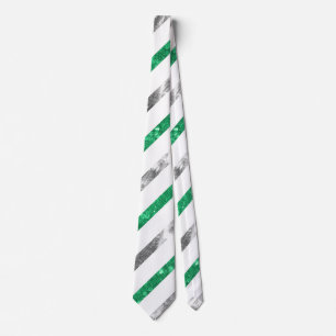 Cravate Cadeau de Parties scintillant en Gris et Vert pour