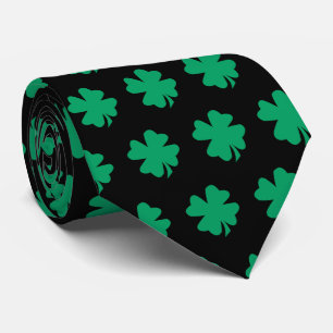 Cravate Cadeau de Saint-Patrick vert Shamrock Favor Black