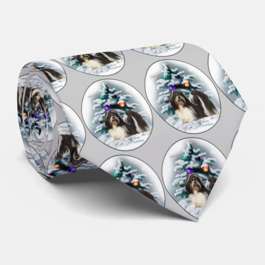 Cravate Cadeaux de Noël Shih Tzu (Roulé)