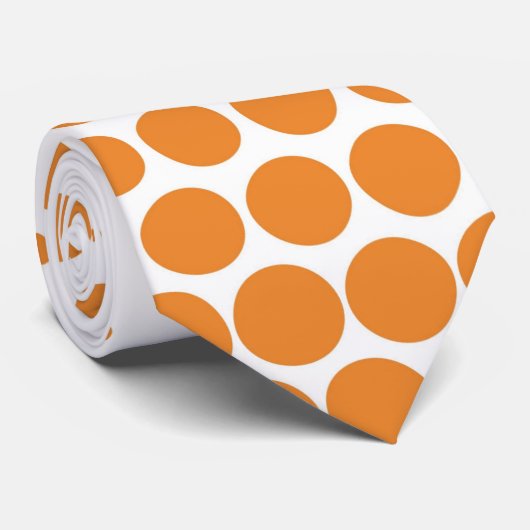 Cravate Cadmium Orange Polka Dot Blanc Moderne (Roulé)