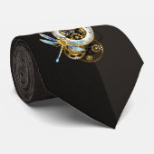 Cravate Cadran Steampunk avec libellule (Roulé)