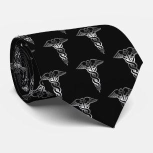 Cravate Caducée argenté élégant chic simple Médicale