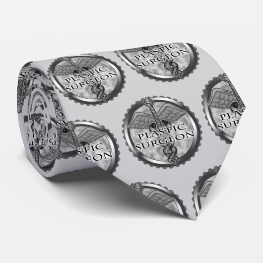 Cravate Caducée de chirurgien plasticien en argent (Roulé)