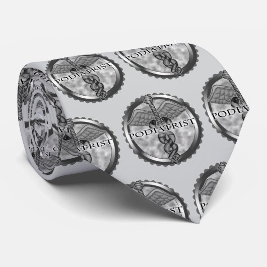 Cravate Caducée de podologue en argent (Roulé)