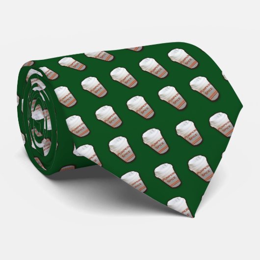 Cravate Café citrouille épice (Arrière - plan vert) (Roulé)