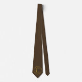 Cravate Café Noir Groomsmen Monogramme (Devant)