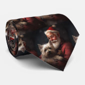 Cravate Cairn Terrier Avec Noël Festif Du Père Noël (Roulé)