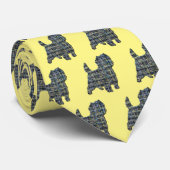 Cravate Cairn Terrier Chien Jaune & Blue Gridlines Jaune (Roulé)