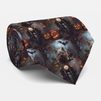 Cravate Cairn Terrier équitation moto Halloween effrayant