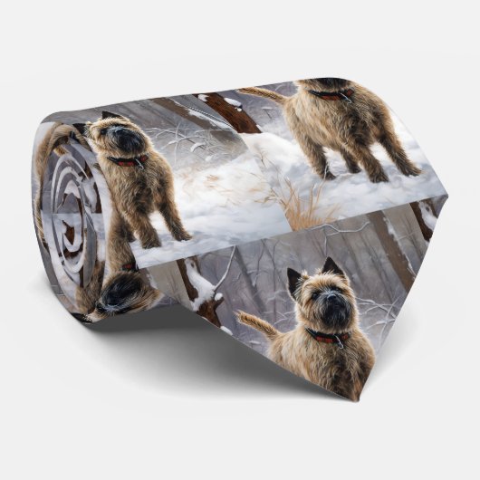 Cravate Cairn Terrier Qu'Il Neige Noël (Roulé)