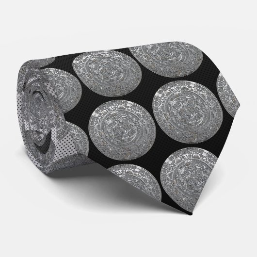Cravate Calendrier Aztec Argent (Roulé)