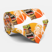 Cravate Calme Tiki Statue Plage Coucher de soleil (Roulé)