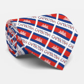 Cravate Cambodge Personnalisation en bleu carrelé (Roulé)