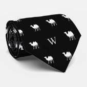 Cravate Camel Humpday Monogramme Initiales Noir et Blanc (Roulé)