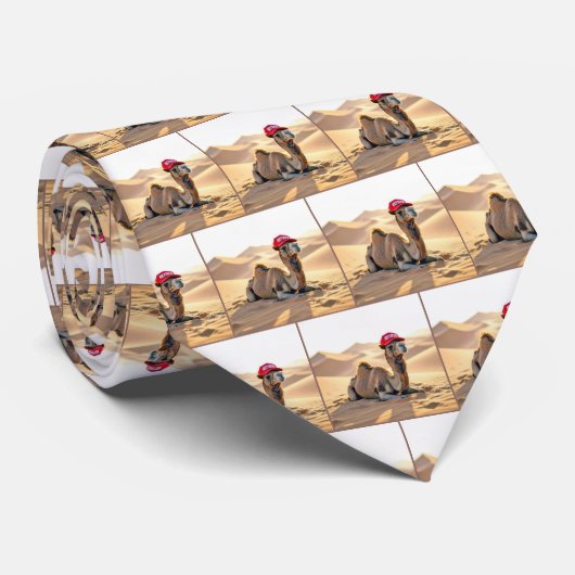 Cravate Camel Wearing a Red Retired Cap (Roulé)