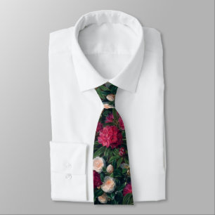 Cravate Camellias rose foncé et Rhododendrons blancs
