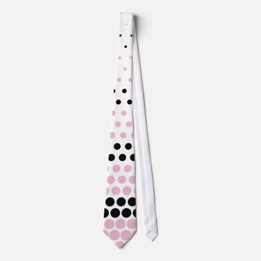 Cravate Cameo moderne rose et noir Polka point (Devant)