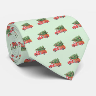 Cravate Camion de pompiers à l'aquarelle Noël