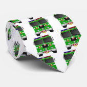 Cravate Camion de pompiers de vert de chaux (Roulé)