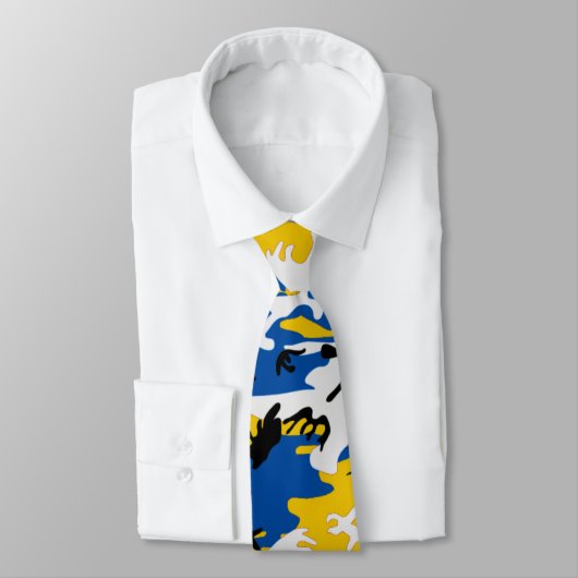 Cravate Camo bleu et jaune (Attaché)