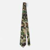 Cravate Camo camouflage vert Brown beige Nom du monogramme (Devant)
