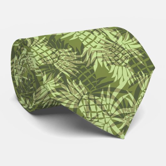 Cravate Camo d'ananas Hawaiian imprimé à deux côtés (Roulé)