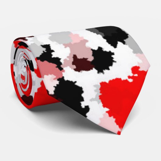 Cravate Camo noir rouge noir noir Conception abstraite (Roulé)