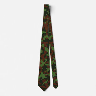 Cravate Camo vert et acajou en Olive foncé
