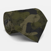 Cravate Camo Vert Foncé Abstrait (Roulé)