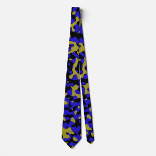 Cravate Camouflage bleu en or et noir