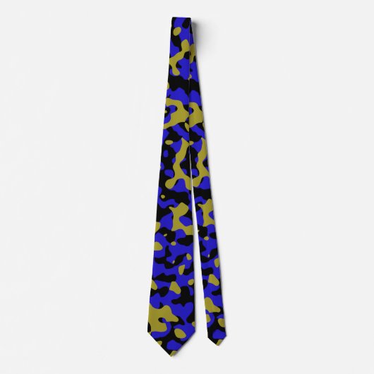 Cravate Camouflage bleu en or et noir (Devant)