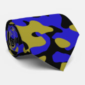 Cravate Camouflage bleu en or et noir (Roulé)
