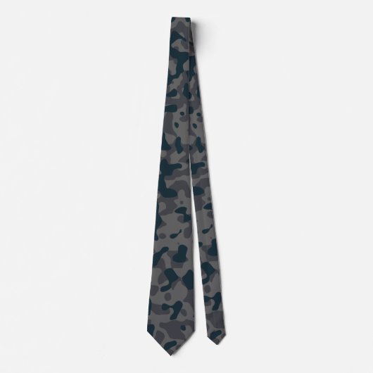 Cravate Camouflage bleu foncé en gris charbon (Devant)