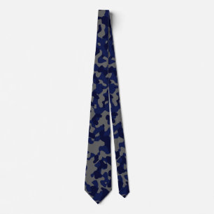 Cravate Camouflage bleu foncé en gris et bleu profond