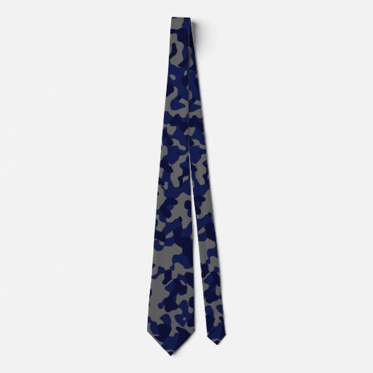 Cravate Camouflage bleu foncé en gris et bleu profond (Devant)