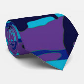 Cravate Camouflage bleu foncé et violet deux côtés (Roulé)