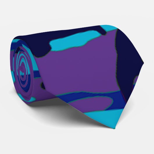 Cravate Camouflage bleu foncé et violet deux côtés (Roulé)