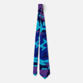Cravate Camouflage bleu foncé et violet deux côtés (Dos)