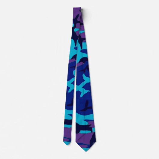 Cravate Camouflage bleu foncé et violet deux côtés (Dos)